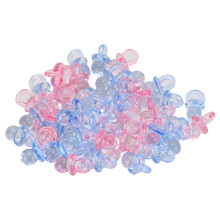 Transparente, rosa-blaue Mini-Acryl-Schnuller für Babypartys, Spiele, Bastelarbeiten, Tischdekoration, Gastgeschenke und Babygeburtstage.