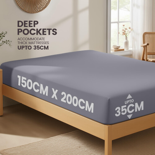 Utopia Bedding Fitted Sheet King, Grey - Deep Pocket 14 inch (35 cm) - 1