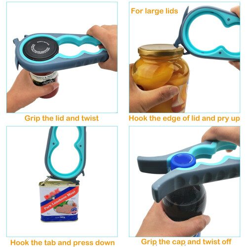 Otstar Jar Opener Bottle Opener and Ring Pull Can Opener for Weak Hand 2