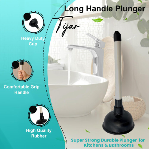TIJAR Plunger, Long Handle Plunger, Super Strong Durable Plunger for 1
