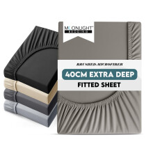 Moonlight Bedding King Size Fitted Sheets 40 Cm Extra Deep Pocket Grey