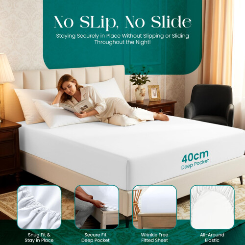 Linens World Egyptian Cotton Fitted Sheets Super King Size Breathable, 2
