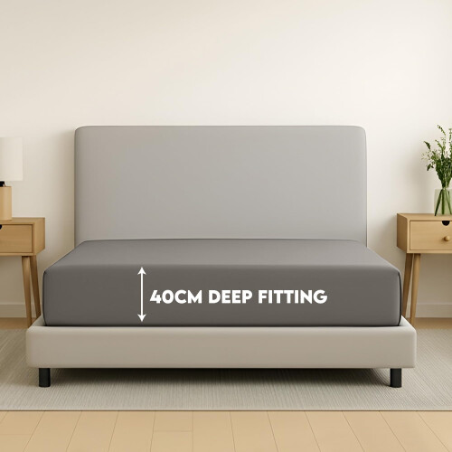 Moonlight Bedding King Size Fitted Sheets 40 Cm Extra Deep Pocket Grey 1