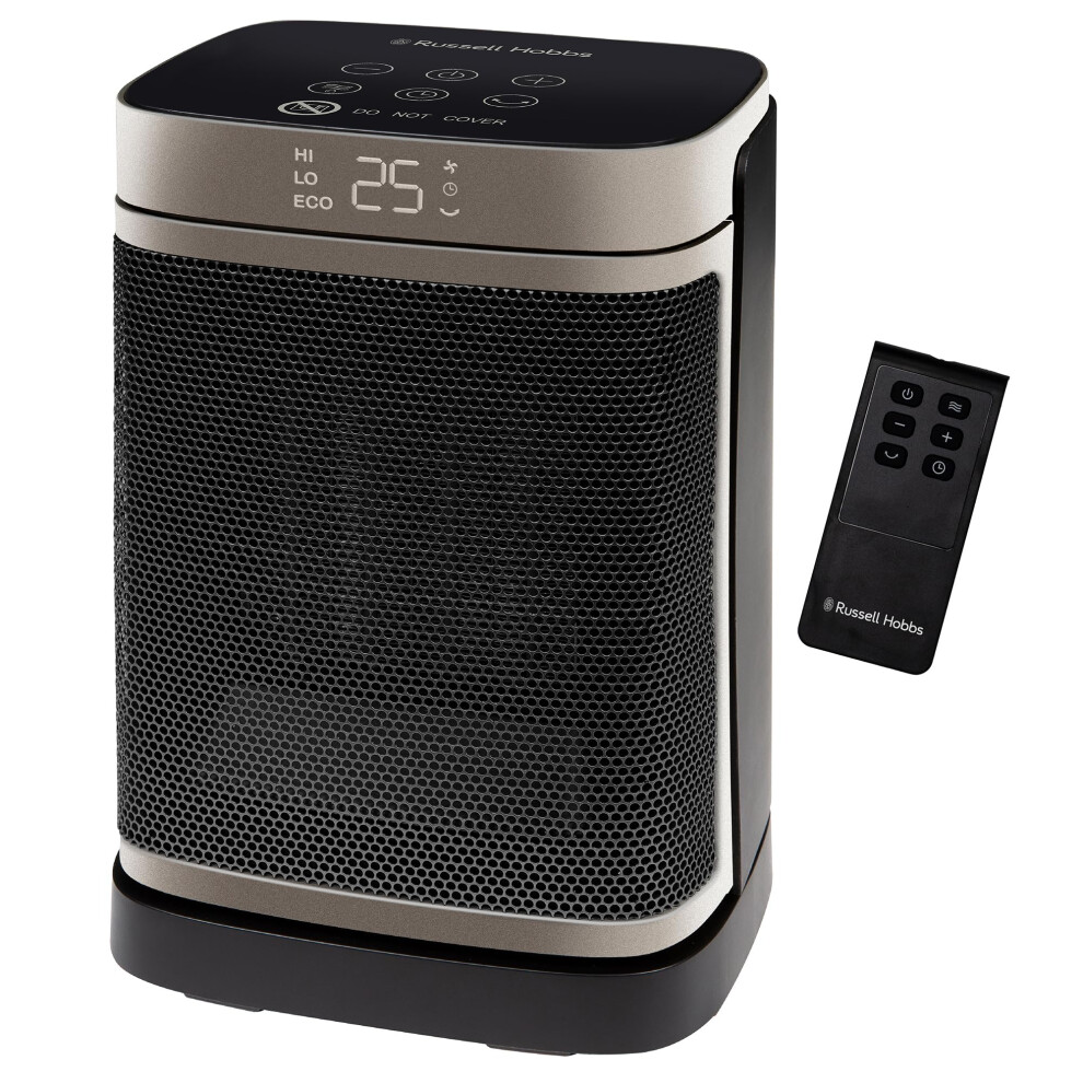 Russell Hobbs Space Heater In & 1500W Silent Portable Oscil Black/Gold