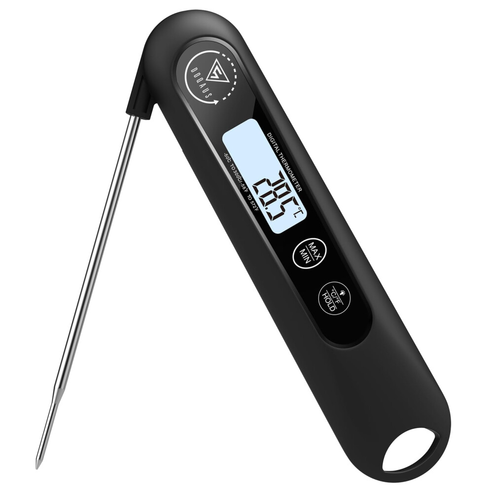 Doqaus Meat Thermometers, 3S Instant Read Food Thermometer, Accurate Meat Thermometer Probe With Backlight, Foldable Long Probe, Auto On/Off, Cooking