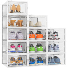HOMIDEC Shoe Storage Box,12 pcs Stackable Shoe Boxes Clear Plastic Sho