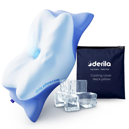 Derila Ergo Cooling Pillowcase, Size 56x36 cm, Bed Pillow Case with Zi