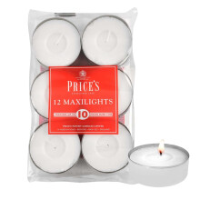Price's - Maxi Tealights - Pack of 12 - Unscented - 10 Hour Burn Time