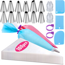 Piping Bags and Nozzles Set, 100Pcs 12 Inch Pastry Bags, Icing Bags Di