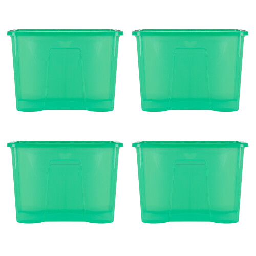 Wham Wham Crystal 4 x 80L Stackable Plastic Storage Boxes with Lids | Ideal