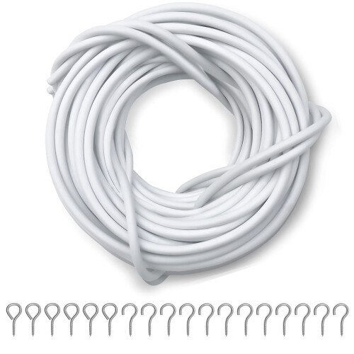 Dikots Net Curtain Wire and Hooks Set - 30 Meter Curtain wire kit incl