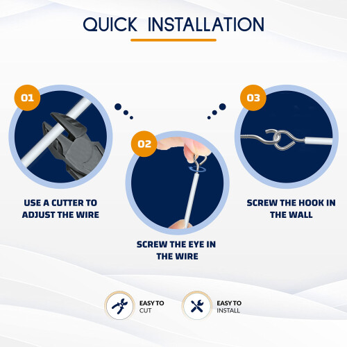 Dikots Net Curtain Wire and Hooks Set - 30 Meter Curtain wire kit incl 2