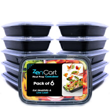 Zencart 6 Pack Meal Prep Containers Reusable, BPA Free Food Prep Conta