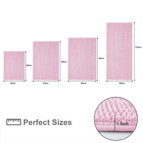 smiry Non Slip Chenille Bath Mat, 60 x 90 cm, Extra Soft Bathroom Mat, 1