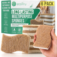 ecoTru 6 Pack Natural Washing Up Sponge, UK Brand Eco Friendly Kitchen