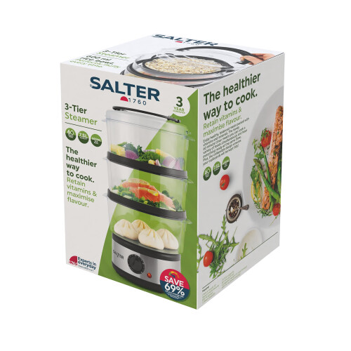 Salter Salter 3 Tier Electric Food Steamer - 7.5L, Stackable Steaming Baskets 2
