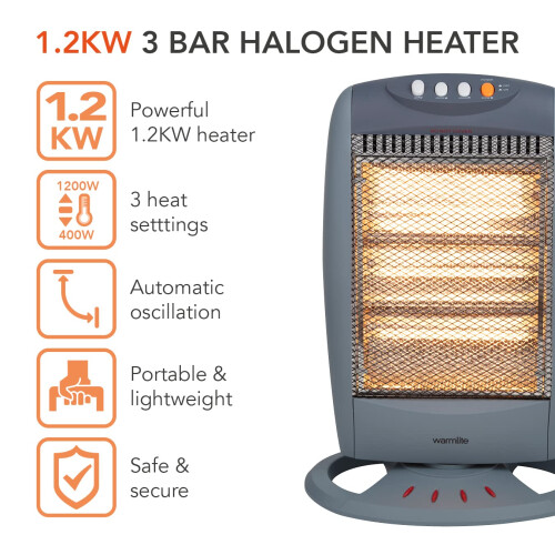 Warmlite Warmlite WL42005 3 Bar Halogen Heater with Carry Handle, Safety 1