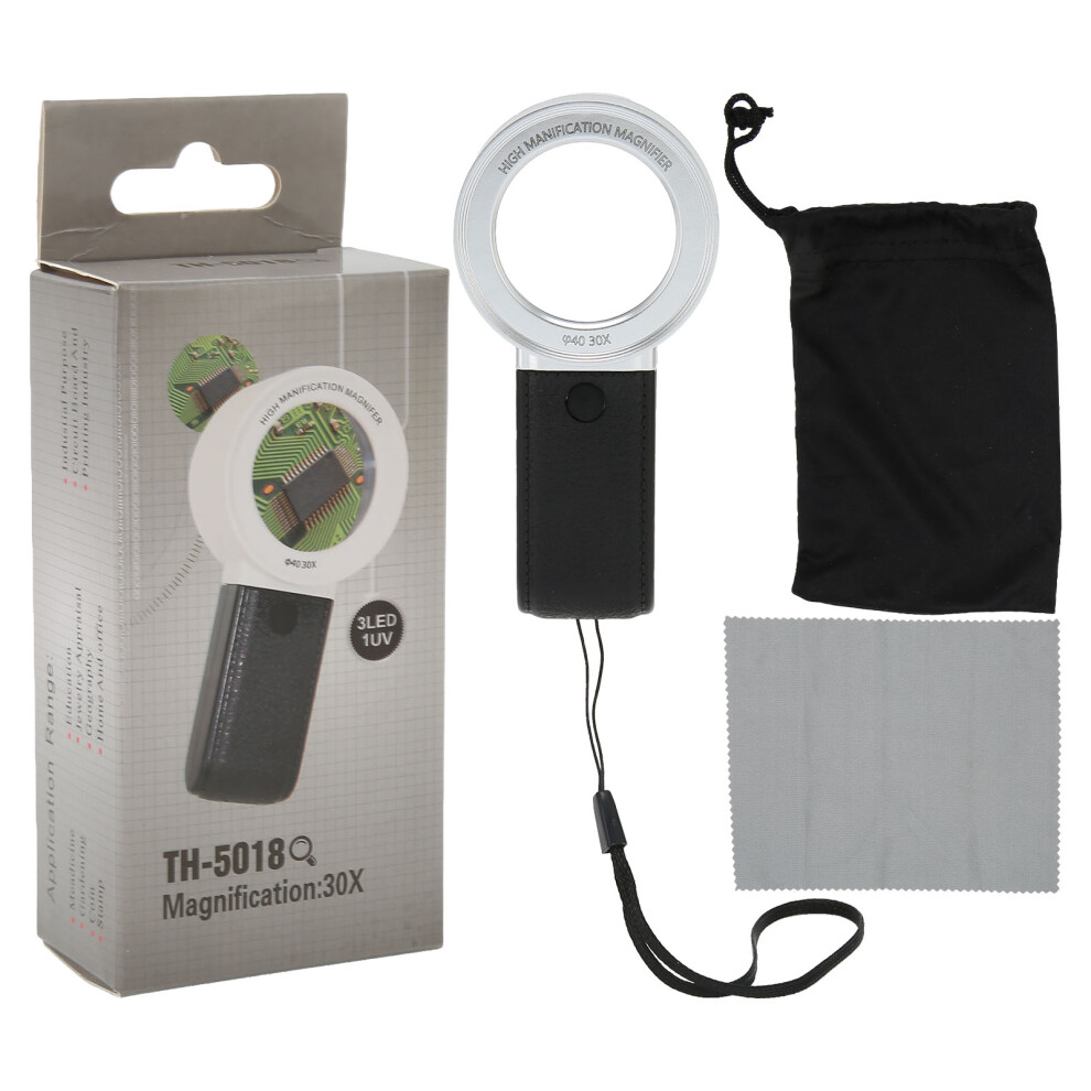 Lighted Magnifier with LED Illuminated High Power Magnification Real Glass Lens for Low Vision Aid Reduce Eye Strain Portable Size Macular Degeneratio