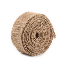 Natuurlijk jute lint, herbruikbaar, rustiek jute lint met omgezoomde rand om rafelen te voorkomen, flexibel en vormbaar voor bruiloftsdecoratie en