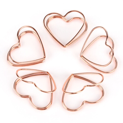 Χαριτωμένοι συνδετήρες χαρτιού με καρδιά Rose Gold Metal Multi-Free Σχέδιο Ανθεκτικό στη