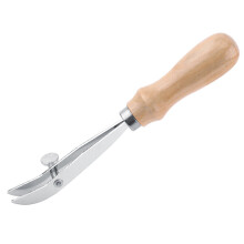 Professionelles Presswerkzeug für Lederarbeiten, verstellbarer Lederkantenformer mit Holzgriff, robuste Stahlkonstruktion, präzise Kantenfaltung,