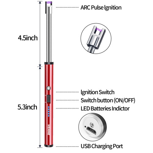 VEHHE Lighter, Rechargeable Candle Lighters with Safety Switch Flexibl 1