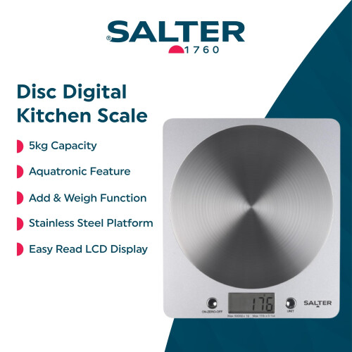Salter Salter 1036 SVSSDR Disc Digital Kitchen Scale – Electronic Food Scale, 1