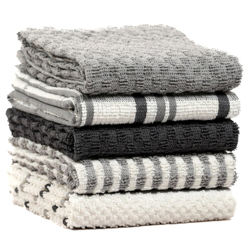 Olivia Rocco 5 Pack Terry Kitchen Tea Towels Cotton Super Absorbent Qu