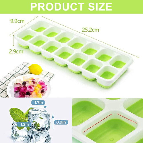 Ice Cube Trays, 2 packs Ice Cube Moulds with No-Spill Removable Lid, E 1