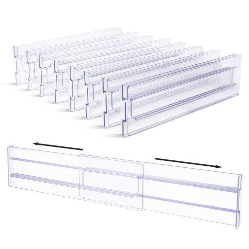 Vtopmart 8 Pack Drawer Dividers, 3.2" High Expandable from 12.2-21.4"