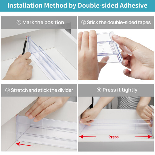 Vtopmart 8 Pack Drawer Dividers, 3.2" High Expandable from 12.2-21.4" 2