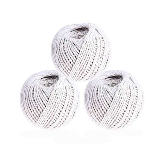 3x Cotton String Balls Kitchen Twine for Meat Durable White Twine for