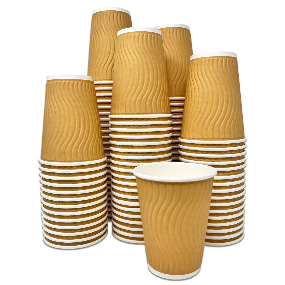 Dhanzipak 100 X Premium Kraft 12 Ounce (12Oz) Ripple 3 Ply Disposable