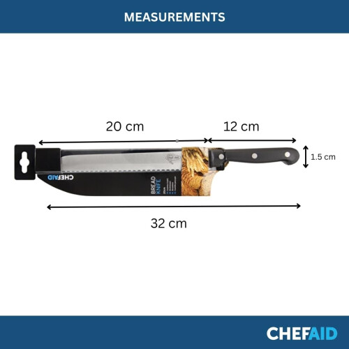 Chef Aid 20cm Bread Knife – Stainless Steel Blade, Ergonomic Handle, 2