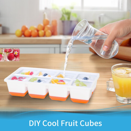 JRISBO Large Ice Cube Moulds, Square 4.5cm Ice Cube Trays with Lids, S 2