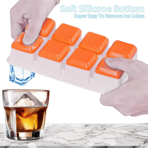 JRISBO Large Ice Cube Moulds, Square 4.5cm Ice Cube Trays with Lids, S 1