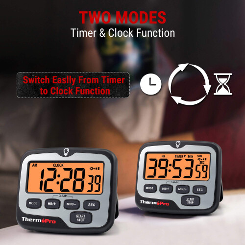 ThermoPro ThermoPro TM01 Kitchen Timer Digital Cooking Timer with Large LCD Disp 2