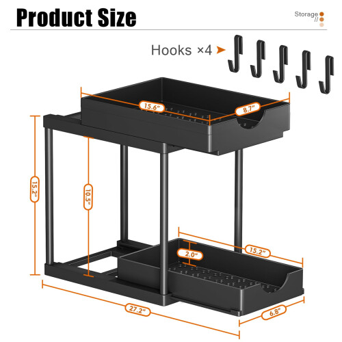 PurKeep 2Pack Under Sink Storage - 2 Tier Sliding Kitchen Storage Unde 1
