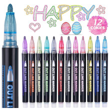 ECtury Stocking Fillers, Gifts for Teenage Girls, 12 Glitter Pens Outl