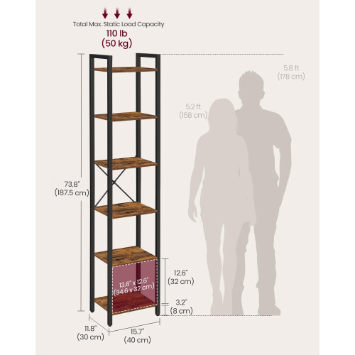 VASAGLE VASAGLE 6-Tier Bookshelf, Bookcase, Shelving Unit, for Office, Study, 2