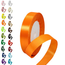15mm Double-Sided Orange Satin Ribbon - 22m Polyester for Gift Craftin