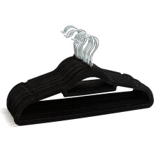 150 Non Slip Velvet Hangers | Heavy Duty Black Felt Coat Hangers |360