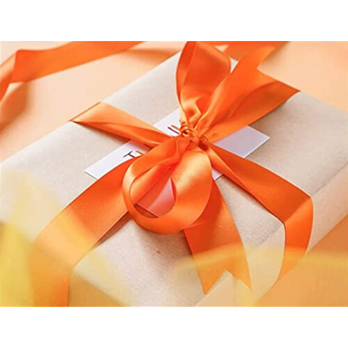 15mm Double-Sided Orange Satin Ribbon - 22m Polyester for Gift Craftin 2