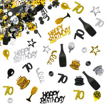 Giftota 70th Birthday Confetti (Gold Black) 30g, 70th Anniversary Deco
