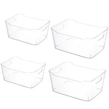 Grace Store 4PCS Storage Organisers Clear Plastic Bathroom Organiser V
