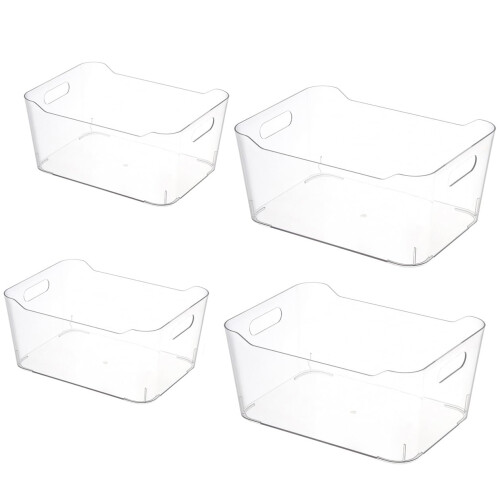 Grace Store 4PCS Storage Organisers Clear Plastic Bathroom Organiser V