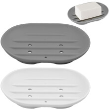 2PCS Silicone Soap Dish, Anti-Slip Soap Holder Flexible, Non-slip and