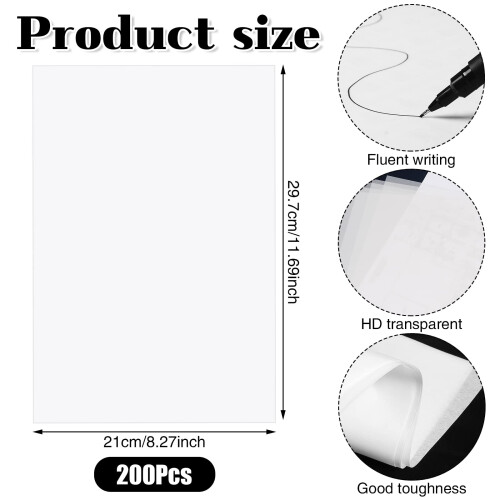 200 Sheets Tracing Paper A4 Size with High Transparency for Design Ske 2