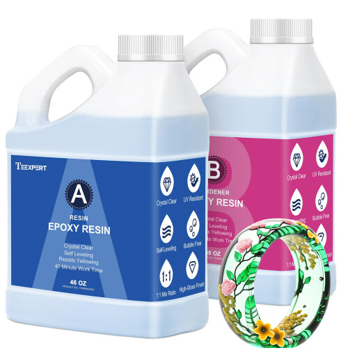Teexpert Crystal Clear Epoxy Resin Kit - 92oz Clear Coating & Casting