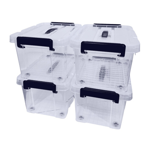 BARGAIN FACTORY 4 x Clear Plastic Storage Container Large Boxes With L 2